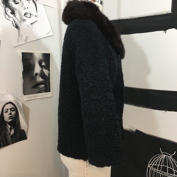 Vintage 3/4 sleeve Double Breasted Lambswool and Mink Collared Fur Coat - Picture 4 of 8